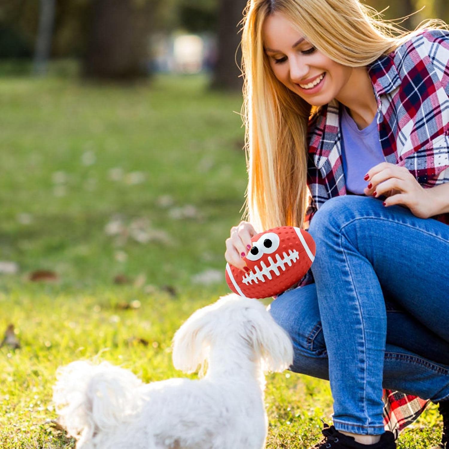 Balle pour Chien - DogBallLatex™ - Rugby Rouge - Mon Univers Animalier